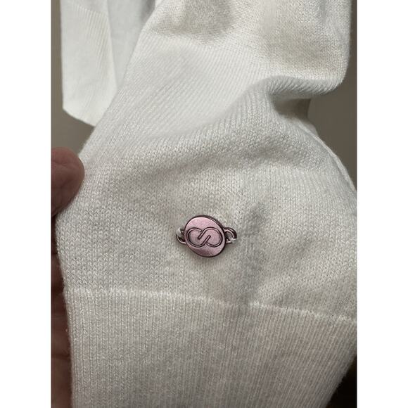 Calia Women's Pointelle Long Sleeve in Creamy White Sz M Boxy Side Slits Cropped - Picture 9 of 15